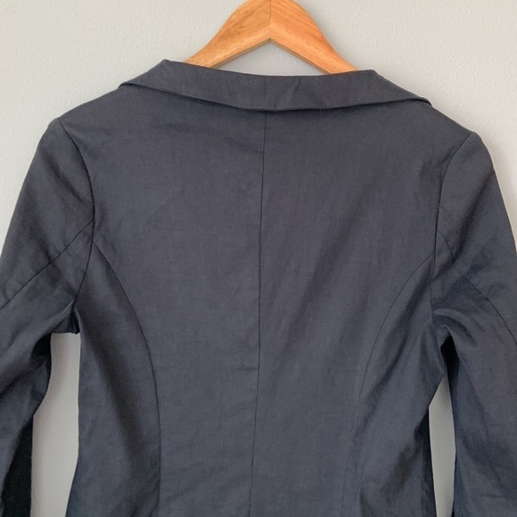 Annette Görtz • Linen Blend Long Sleeve Tab Jacket in Gray Blue Mare Size 34 / 4 - Picture 12 of 14